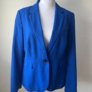 CHAUS  Cobalt Blue One Button Closure Jacket Sz 10